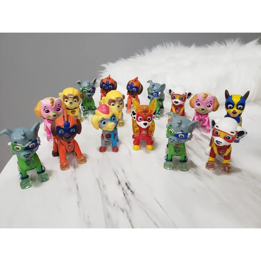 READ READ Lot 16 PAW Patrol Mighty Pups Light Up Figure Marshall Skye Rubble